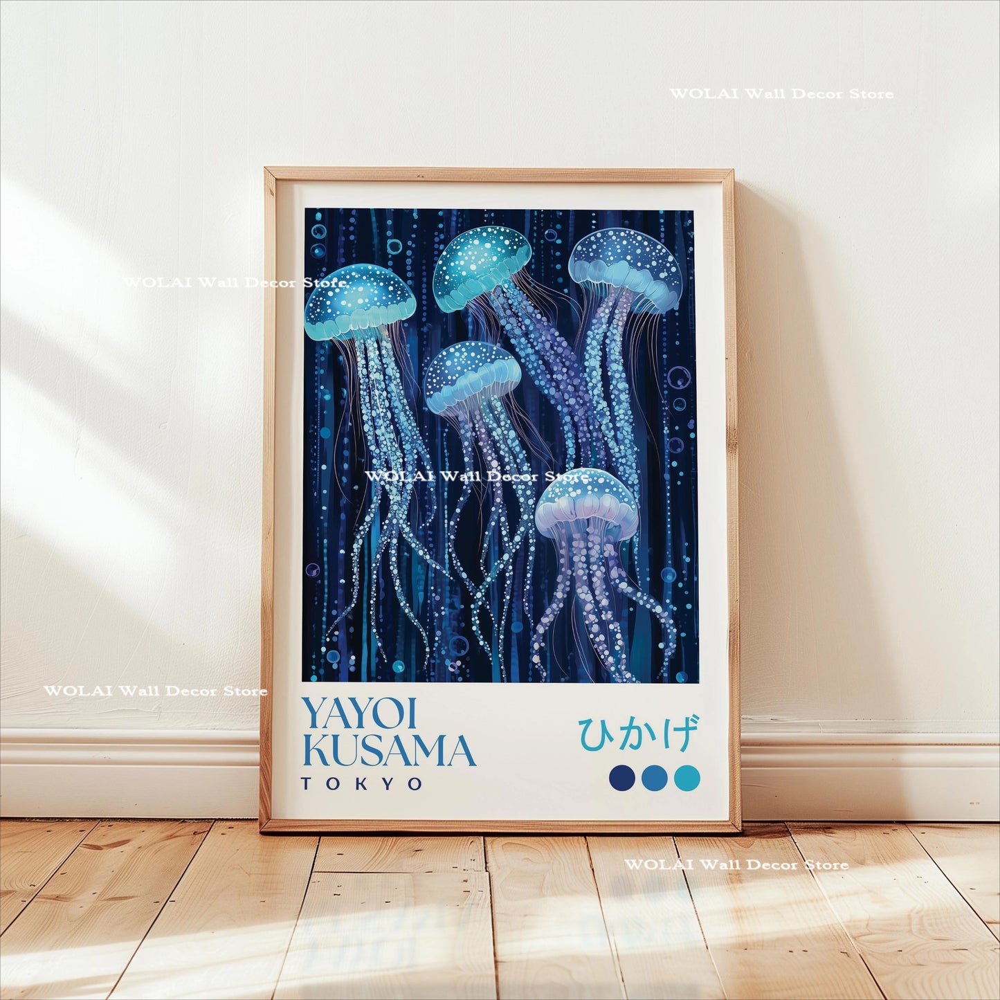 Yayoi Kusama Koi &amp; Jellyfish Canvas Poster &mdash; Japanese Hokusai Giant Wave Wall Art