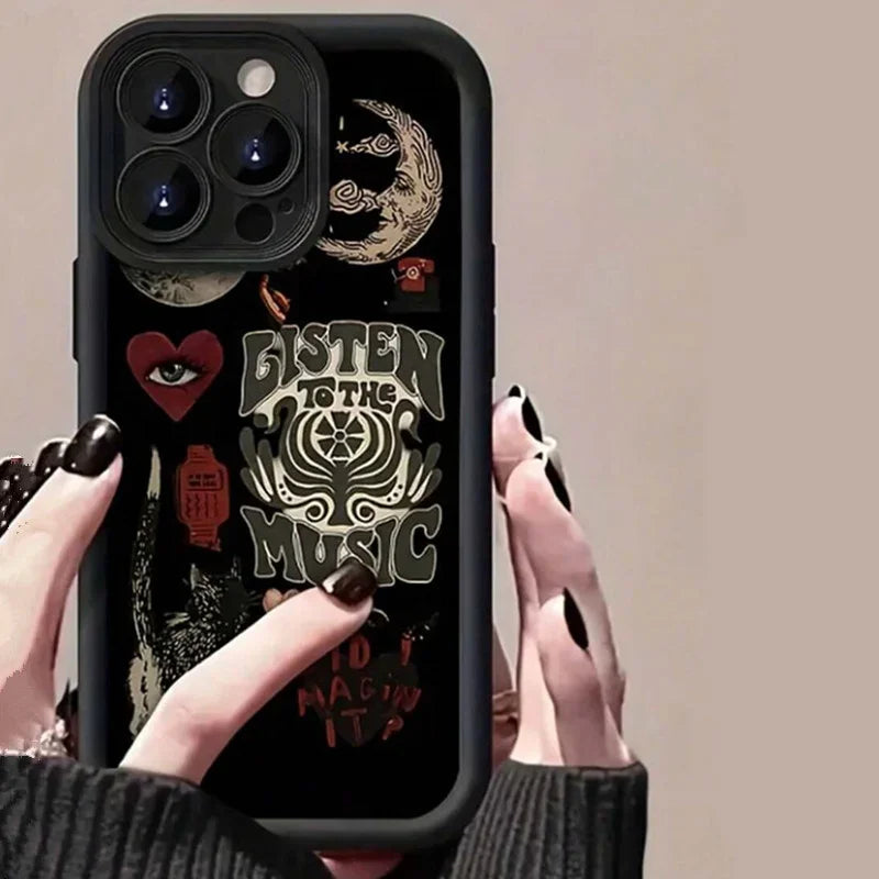 Aesthetic Sun & Moon Glass Silicone Case for iPhone 8–16 Pro Max Boho — view 7 of phone cases