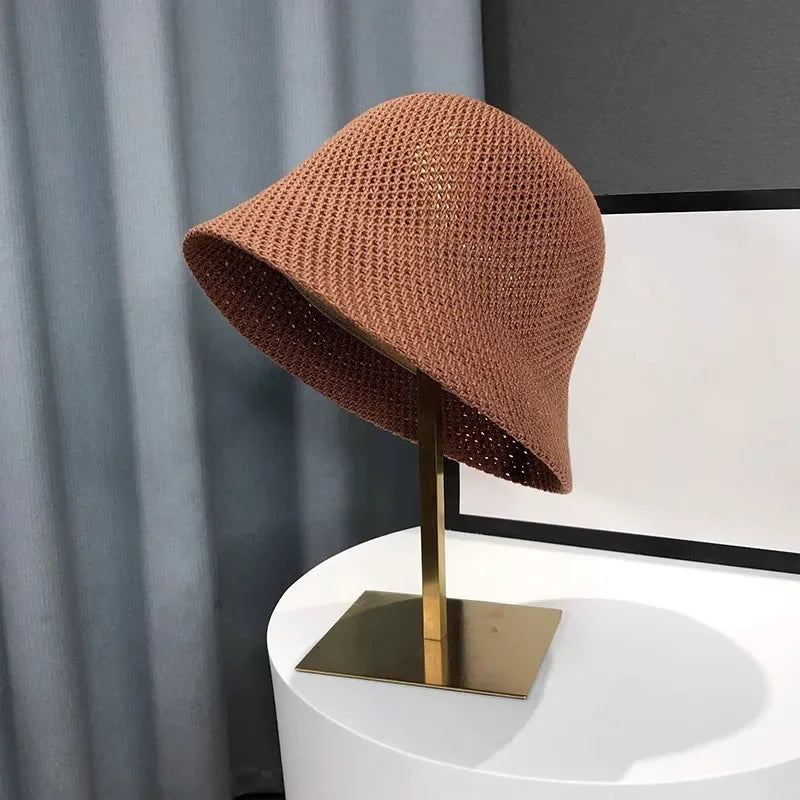 Women's Breathable Bucket Sun Hat, Foldable Panama Beach Cap — view 7 of hats
