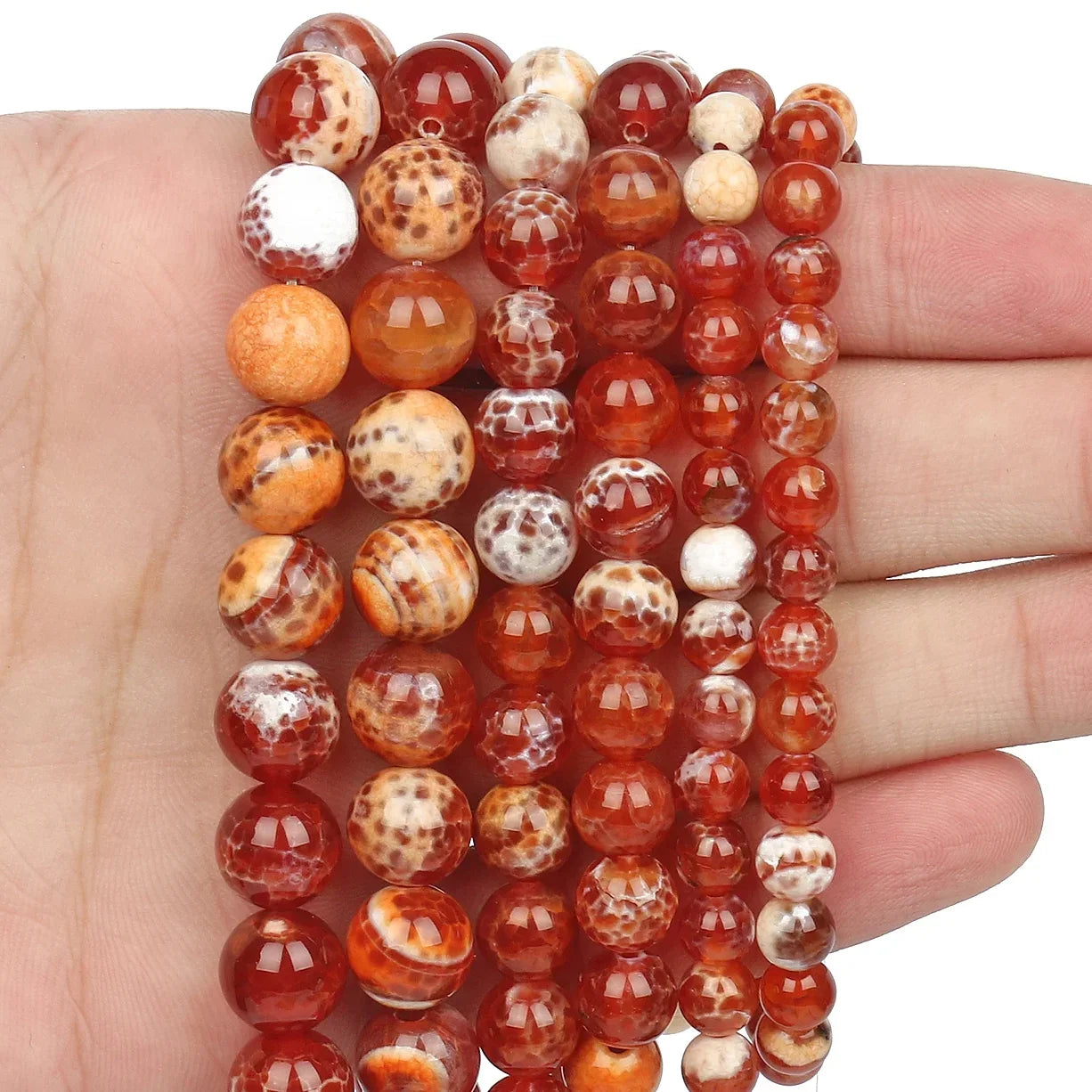 Pearl & Yooperlite Fire Sodalite Beads 15" — 8mm Glow Stone Strand for DIY Jewelry — view 8 of beads