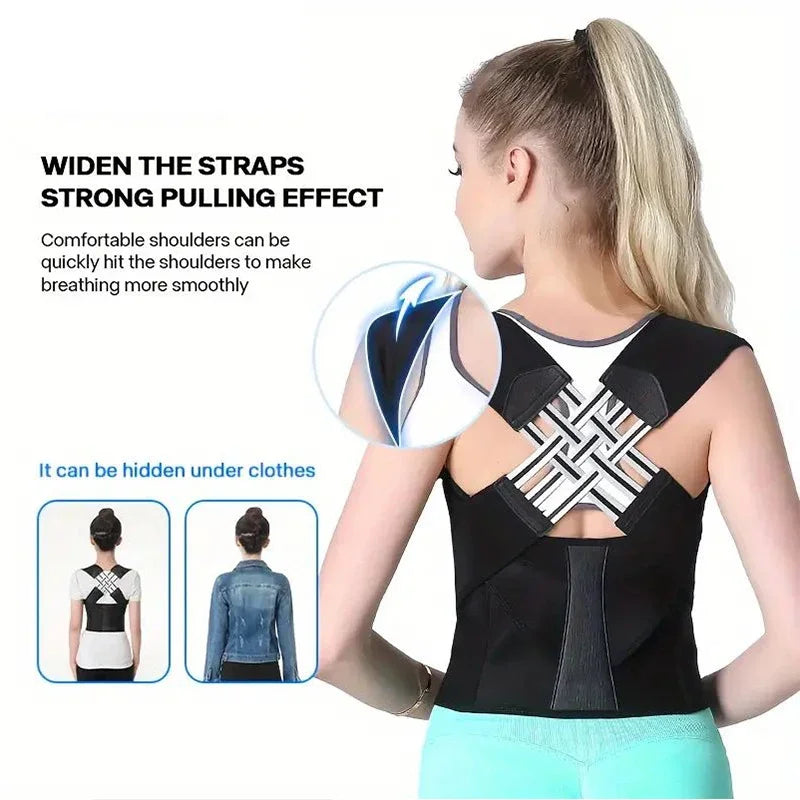 Back Brace Posture Corrector — Adjustable Shoulder Straightener for Men & Women — view 3 of recovery & massage