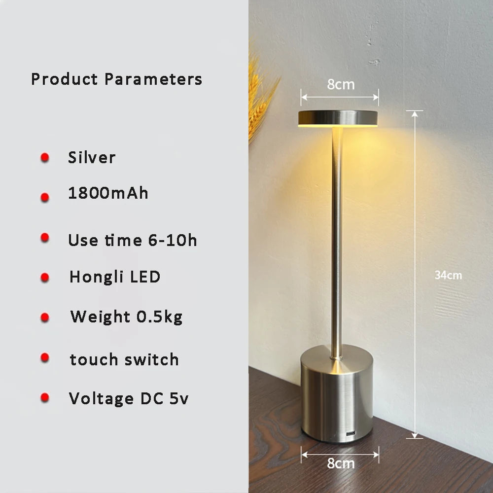 Wireless Rechargeable Table Lamp &mdash; Touch-Switch Metal Retro Desk Light for Bedroom, Bar &amp; Restaurant — view 7 of lighting