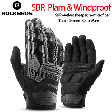 ROCKBROS Cycling Gloves Thermal Winter Full-Finger — Windproof Touchscreen SBR Shockproof Bike Gloves — view 1 of gloves