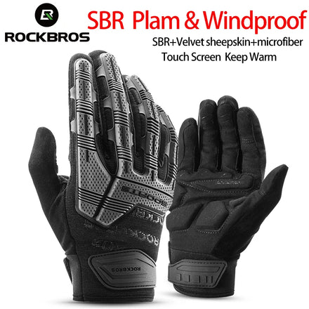 Cycling Gloves Thermal Winter Full-Finger — Windproof Touchscreen SBR Shockproof Bike Gloves — view 1 of gloves