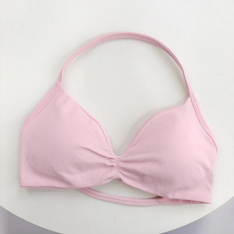 Women’s Lace-Up Sports Bra — Thin-Strap Camisole Seamless Push-Up Yoga Gym Top — view 10 of sports bras