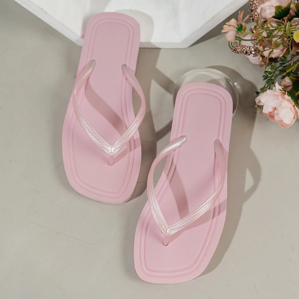 Summer Sandals Square-Toe EVA Flip Flops — Lightweight Solid-Color Slides for Women — view 8 of summer sandals