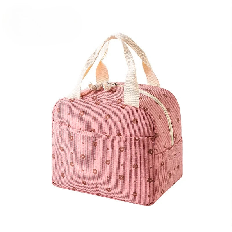 Floral Corduroy Lunch Bag - Cottagecore Thermal Lunch Tote for Tweens & Adults — view 9 of lunch bags
