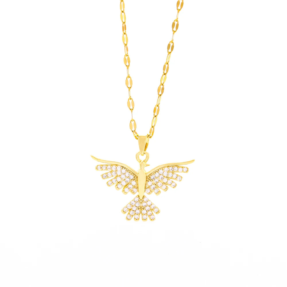 Women's Vintage Phoenix Pendant Necklace — 18K Gold Plated Retro Jewelry — view 6 of jewelry
