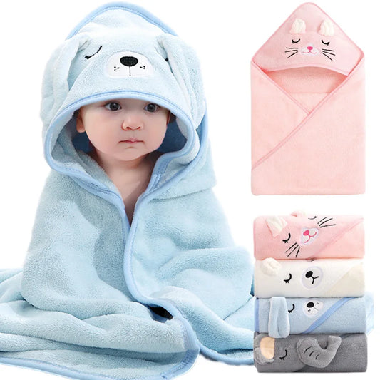 Cartoon Animal Hooded Baby Bath Towel - Soft Newborn Wrap Blanket — view 1 of baby bath