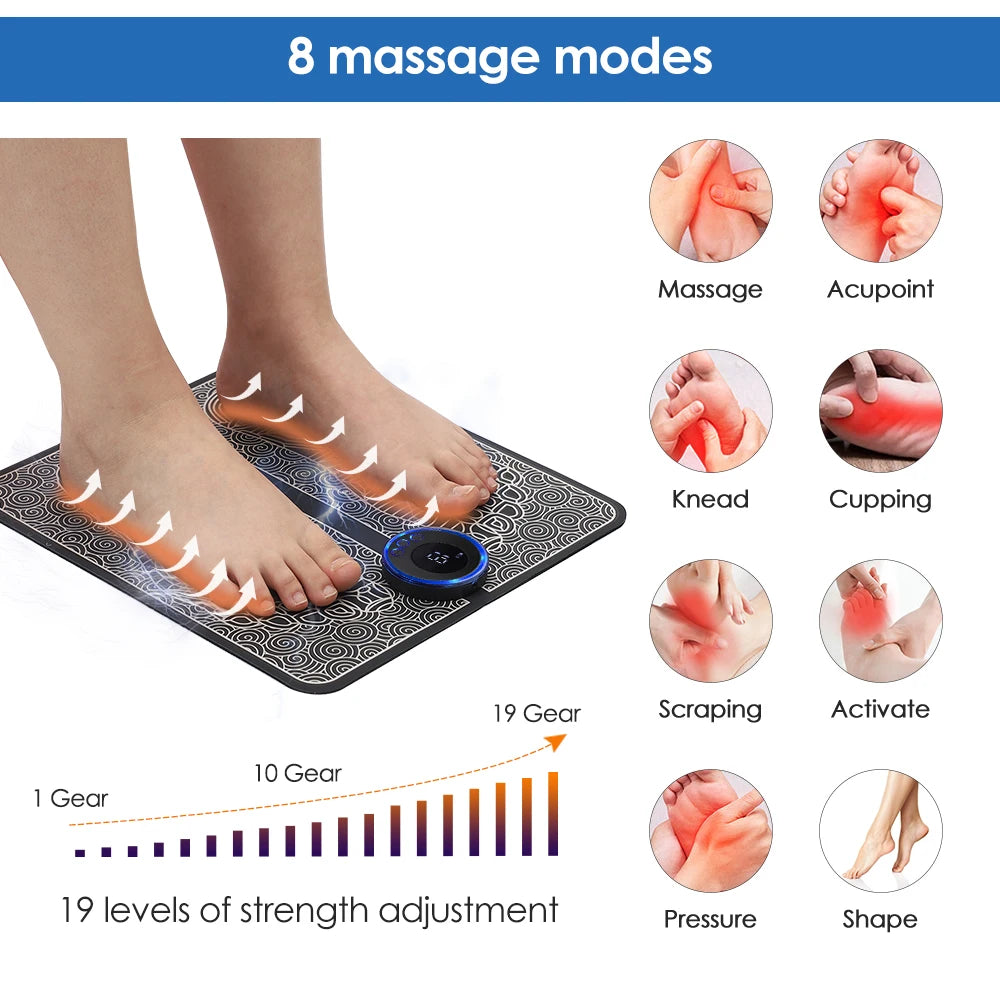 EMS Foot Mat Electric Massager — Electrostimulator Relaxation Pad — view 3 of recovery & massage