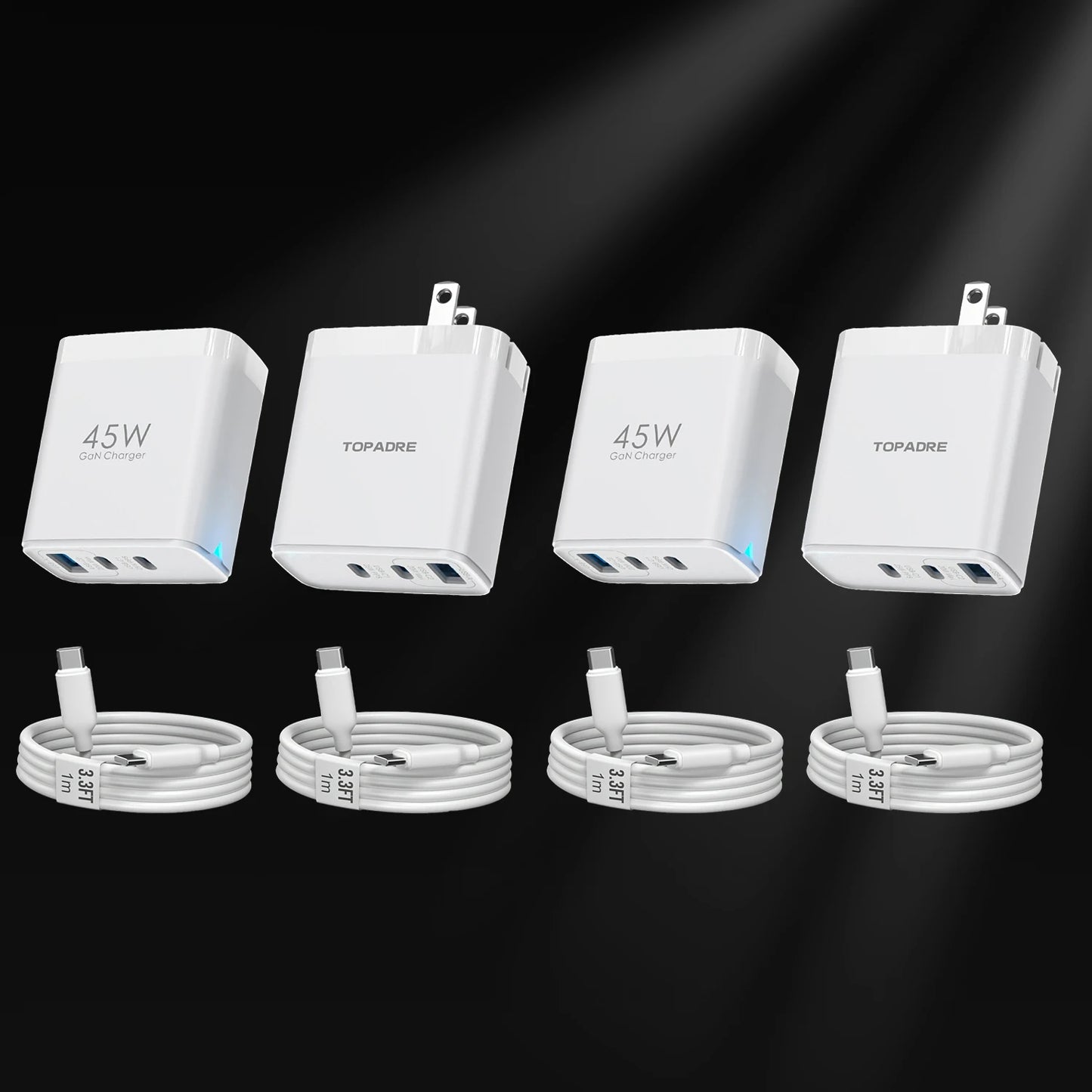 2-Pack 45W 3-Port USB Wall Charger — Quick Travel Fast Charge Adapter — view 10 of chargers & cables