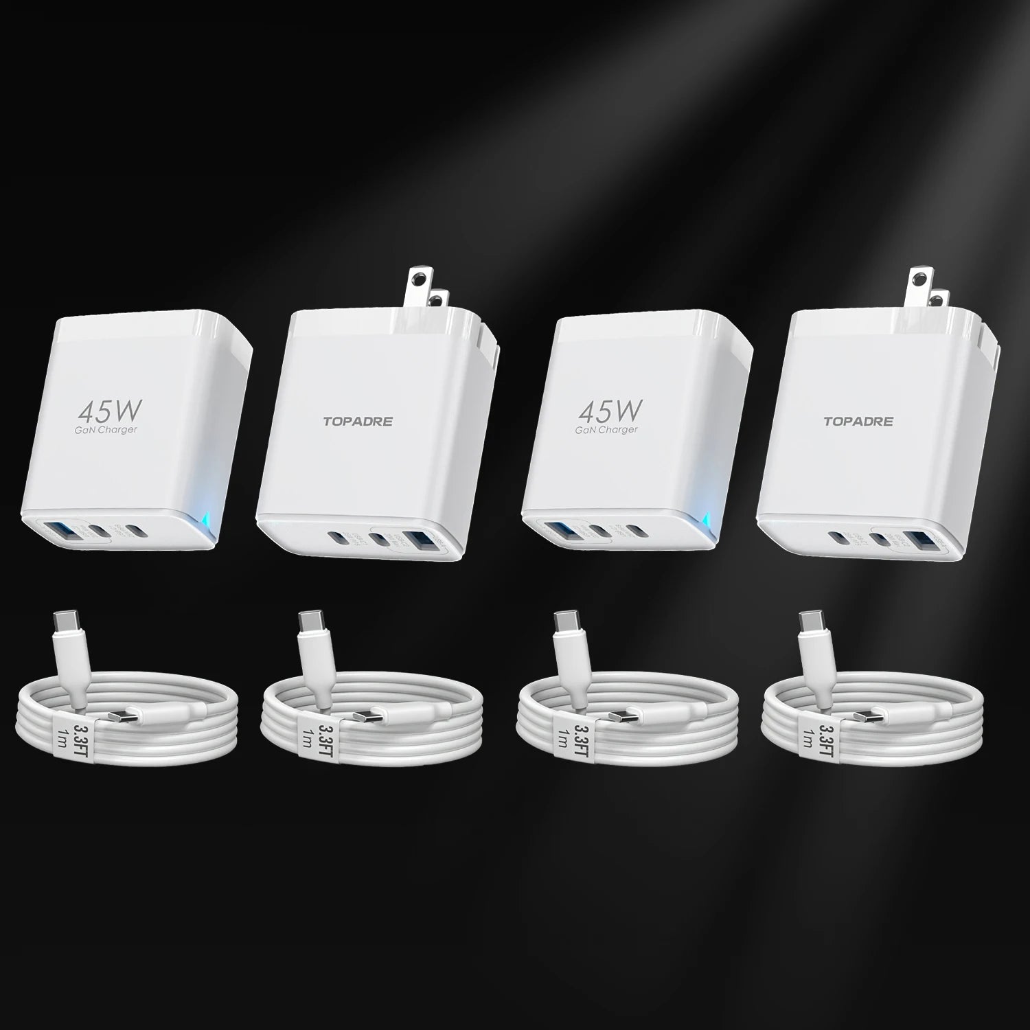 2-Pack 45W 3-Port USB Wall Charger — Quick Travel Fast Charge Adapter — view 10 of chargers & cables
