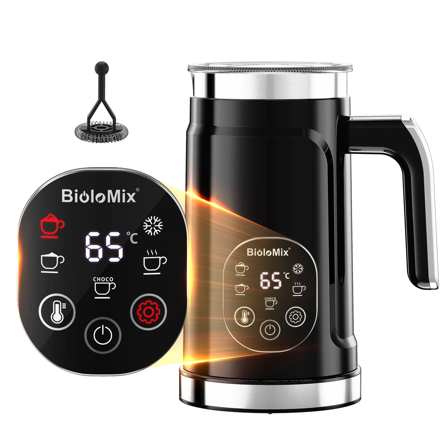BioloMix 5-in-1 Milk Frother – LED Touchscreen Hot & Cold Foam Maker for Lattes & Coffee — view 7 of beauty & personal care