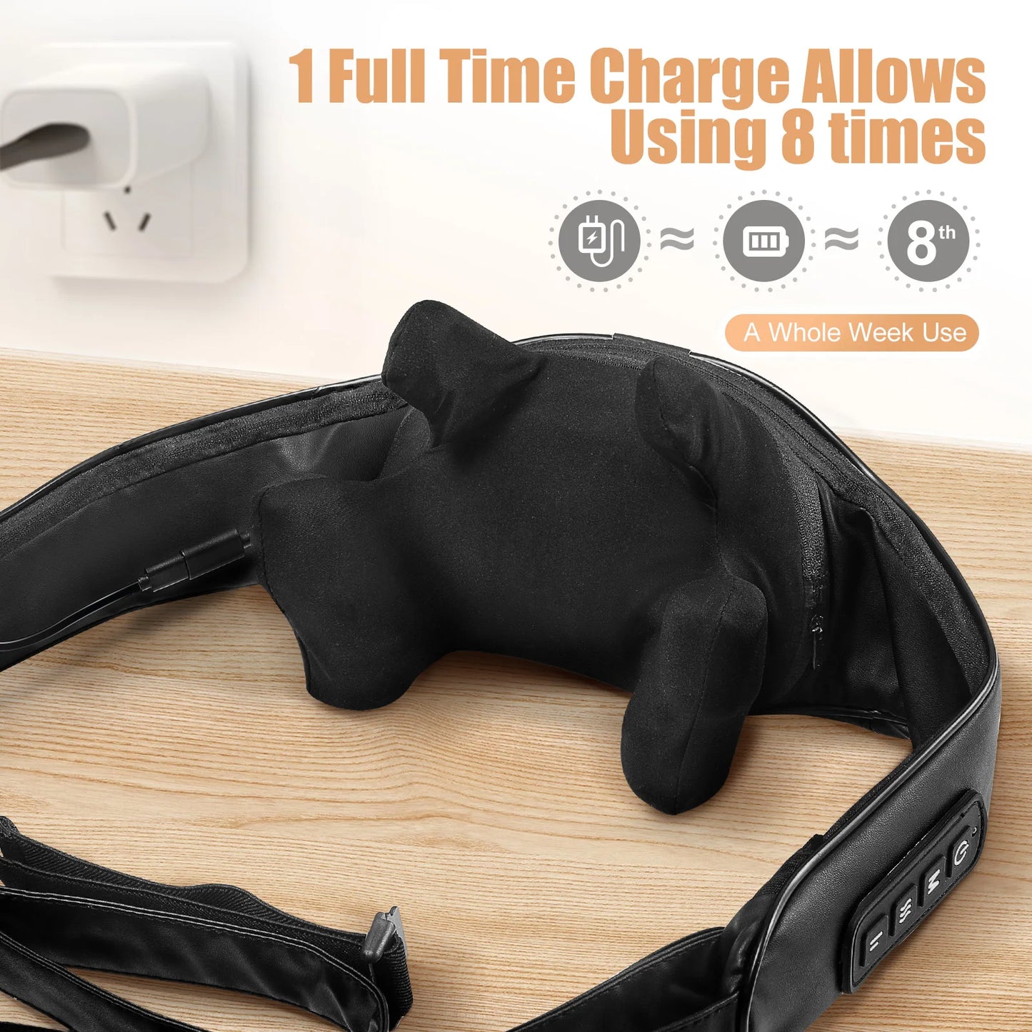 Masgre Cordless Shiatsu Back & Neck Massager with Heat — 3D Deep-Tissue Pillow — view 4 of recovery & massage