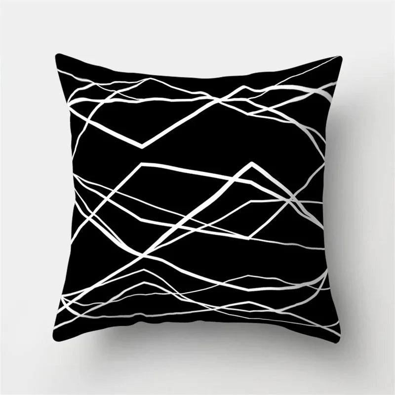 Black &amp; White Geometric Pillowcase &mdash; 45&times;45 cm Modern Sofa &amp; Office Cushion Cover — view 12 of cushion covers & pillow cases