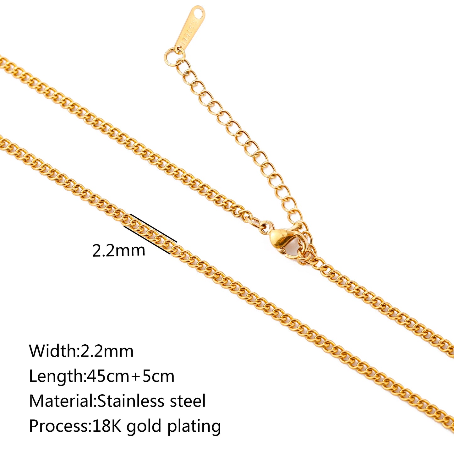 Unisex 5pc 18K Gold Cuba Cross Chain Necklace Set — PVD Plated Steel Jewelry — view 8 of jewelry