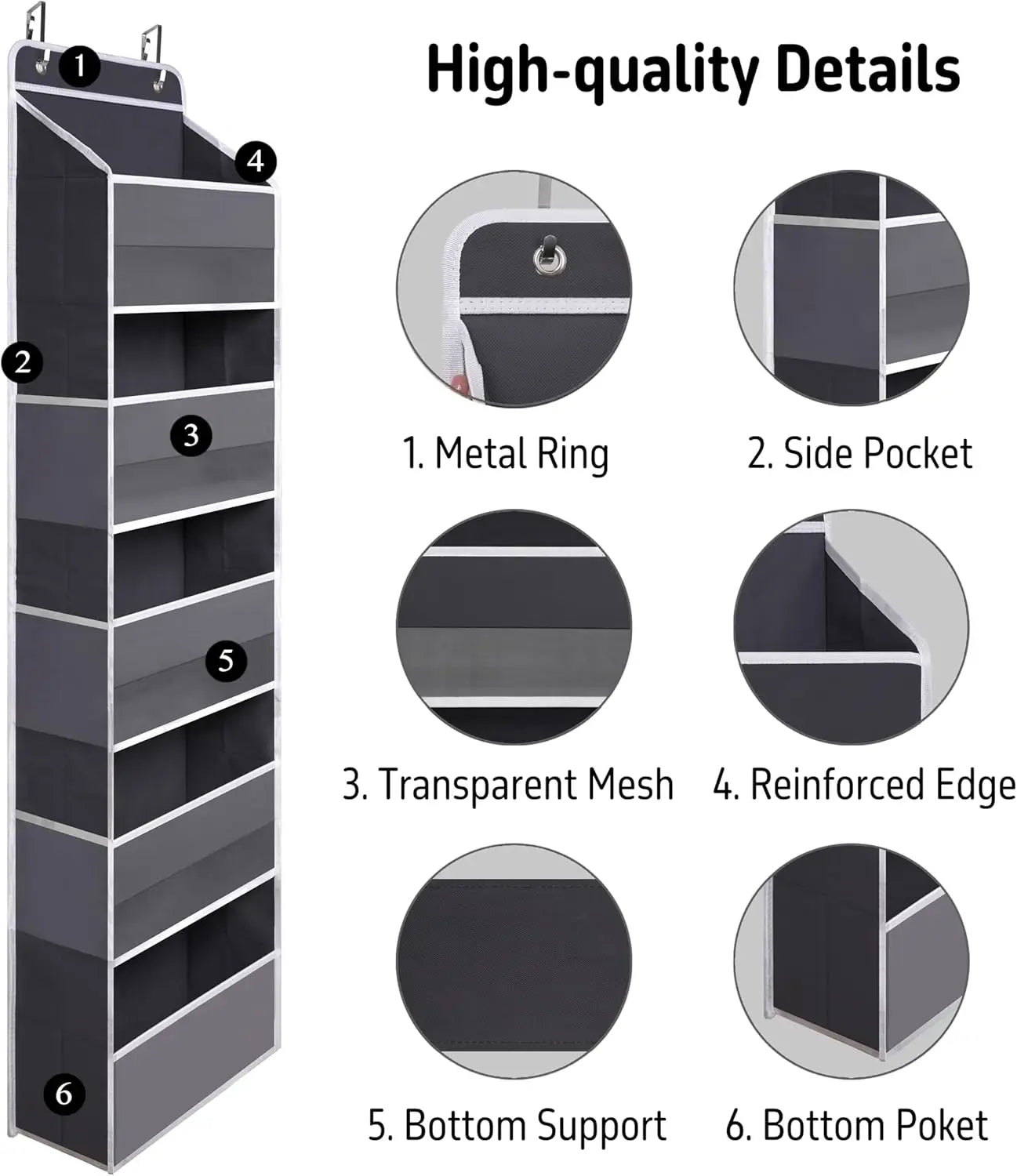 Storage Organizer Over-Door 5-Pocket — Heavy-Duty Hanging for Closet, Bathroom, Nursery & Dorm — view 4 of storage & organisation