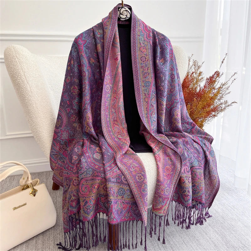 Pashmina Scarf in 58 Signature Shades — Cashmere-Feel Women's Tassel Shawl Wrap Color Stack