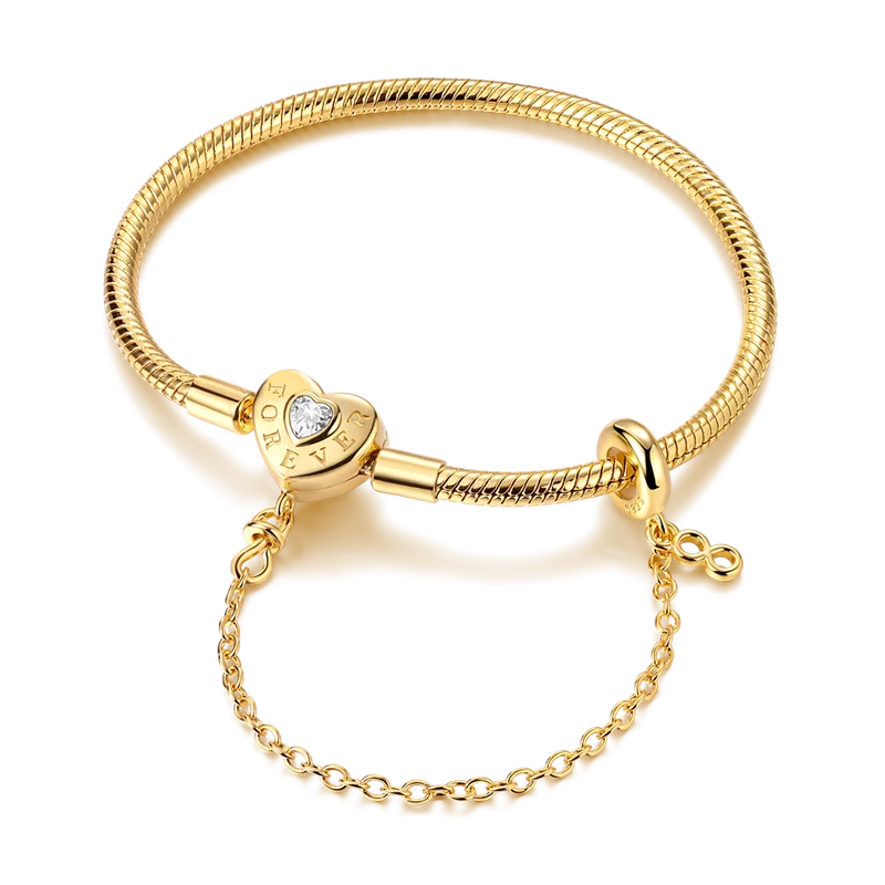 Pearl & Heart Charm Sterling Silver Bracelet 17-20cm — 925 DIY Fit Beads — view 19 of bracelets