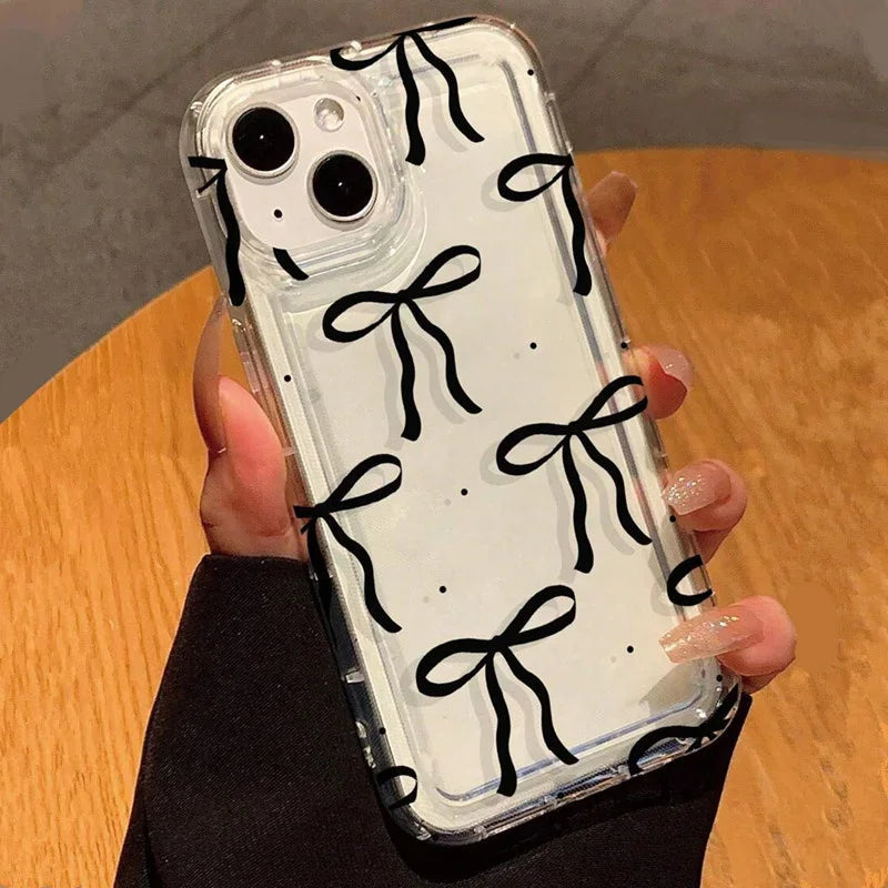 Heart Bow Aesthetic Clear Phone Case for iPhone 11–17 Pro Max — view 2 of phone cases