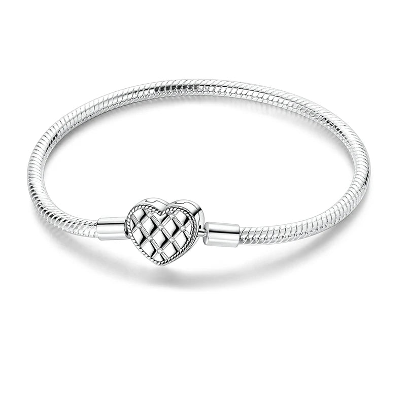 Pearl & Heart Charm Sterling Silver Bracelet 17-20cm — 925 DIY Fit Beads — view 13 of bracelets