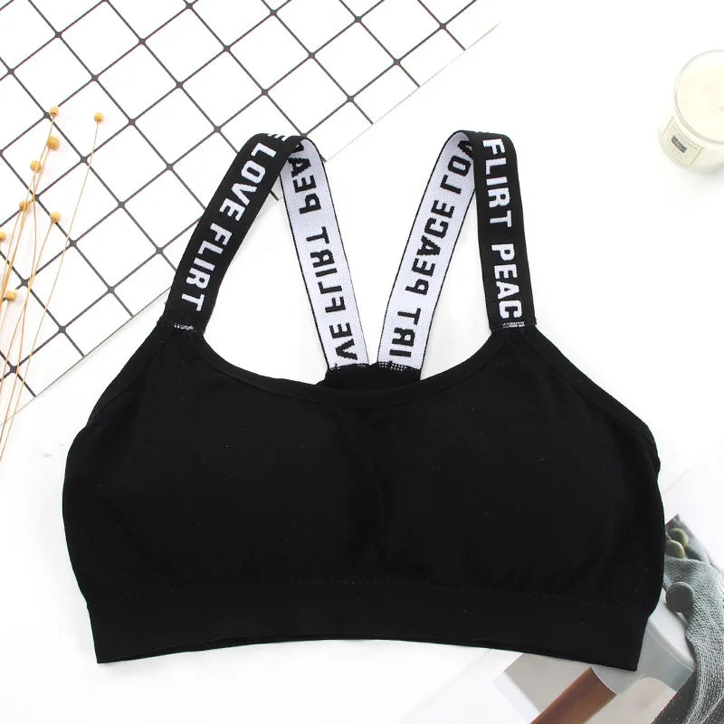 Letter-Strap Sports Bra — Bold Padded Gym Yoga Bralette Tank Top (40-65Kg) — view 6 of sports bras