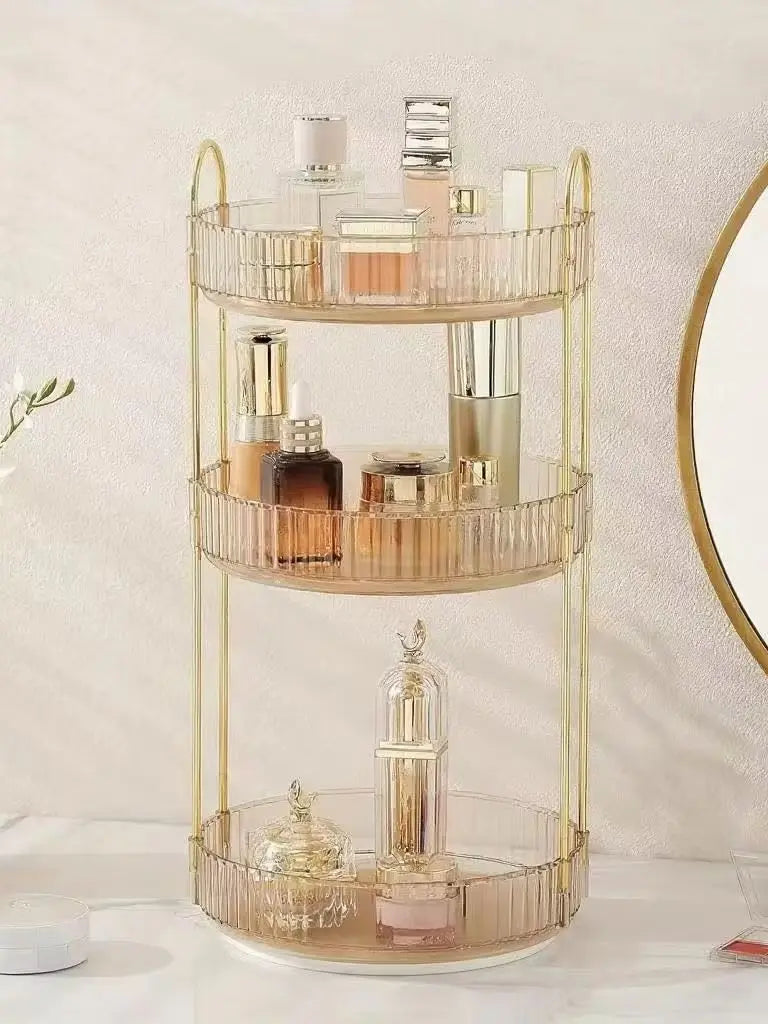 360&deg; Rotating Kitchen Storage Rack, Gold-Tone Multi-Tier Organizer — product photo 7