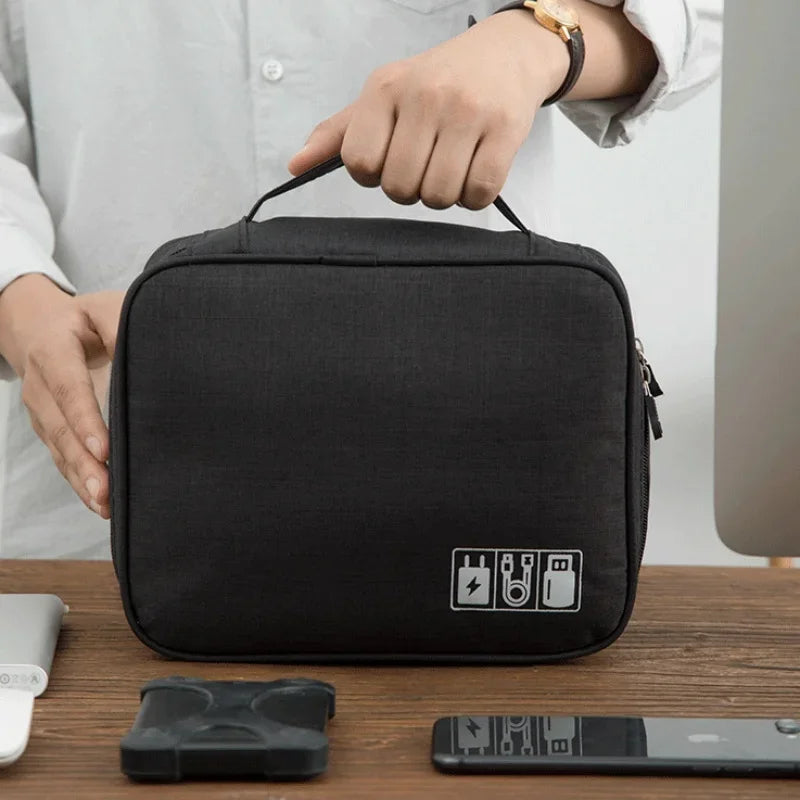 Waterproof travel cable organizer pouch for cables USB and electronic accessories
