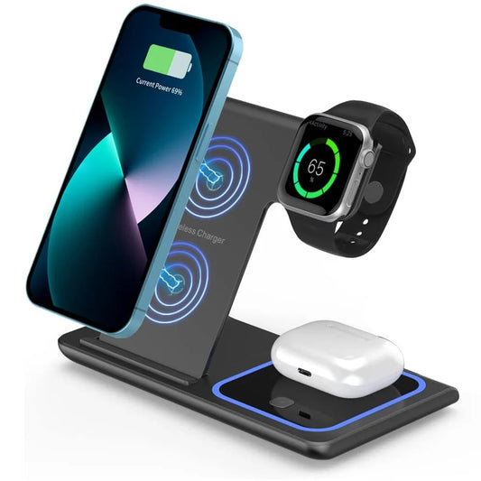 15W fast charging 3-in-1 foldable wireless charger bracket — view 1 of electronics & gadgets