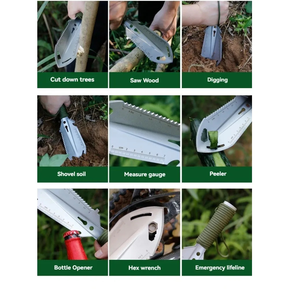 Folding Survival Shovel — Stainless Steel Multi-Tool with Pickaxe & Saw — view 5 of outdoor sports
