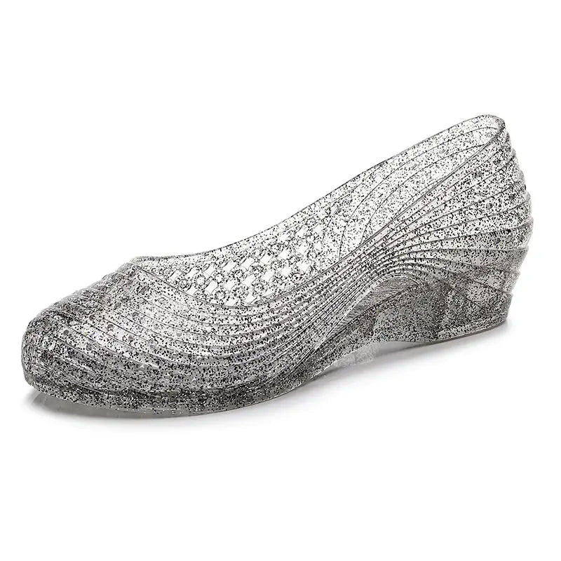 Summer Sandals 90s Jelly Clear Wedge — Transparent Slip-On Slingback Sandals for Women — view 3 of summer sandals