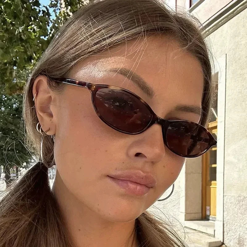 Vintage Small-Frame Oval Sunglasses — Women's UV400 Retro Sun Glasses — view 3 of sunglasses