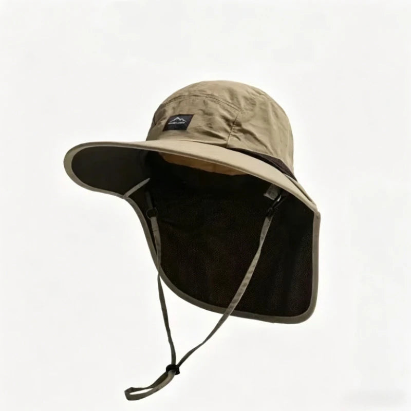 Bucket Hat Wide Brim Neck Protection — UV Outdoor Hiking Fishing Gardening Sunscreen Panama — view 9 of hats & caps