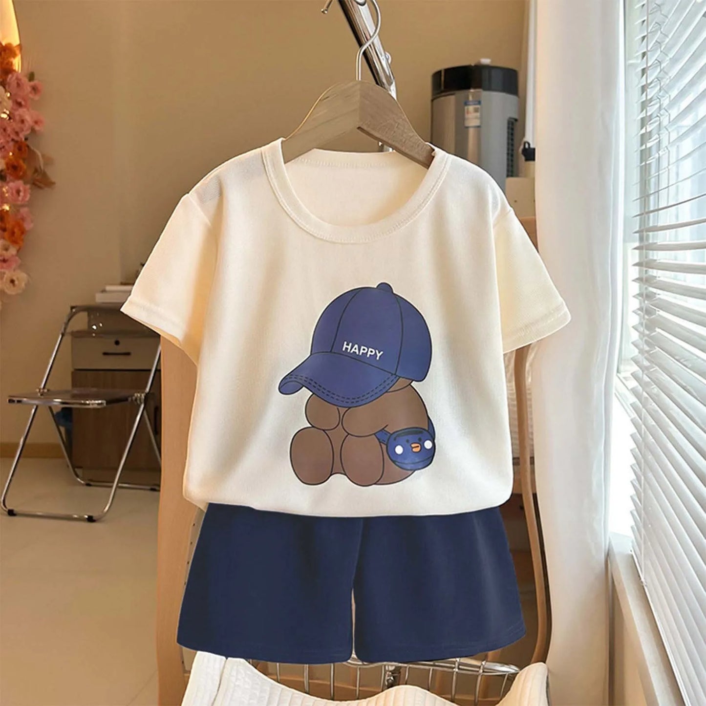 Boys Tracksuit 2-Piece Set - Bear Tee & Shorts Summer Outfit — view 7 of boys sets