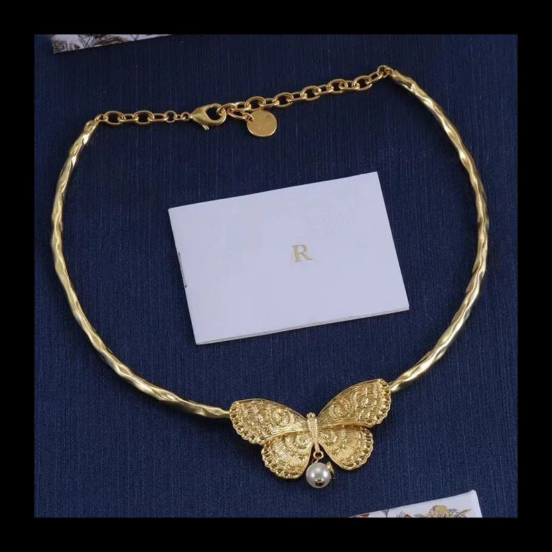 Pearl Double-C Rhinestone Flower Necklace — Luxe Layered Statement for Women — view 2 of necklaces