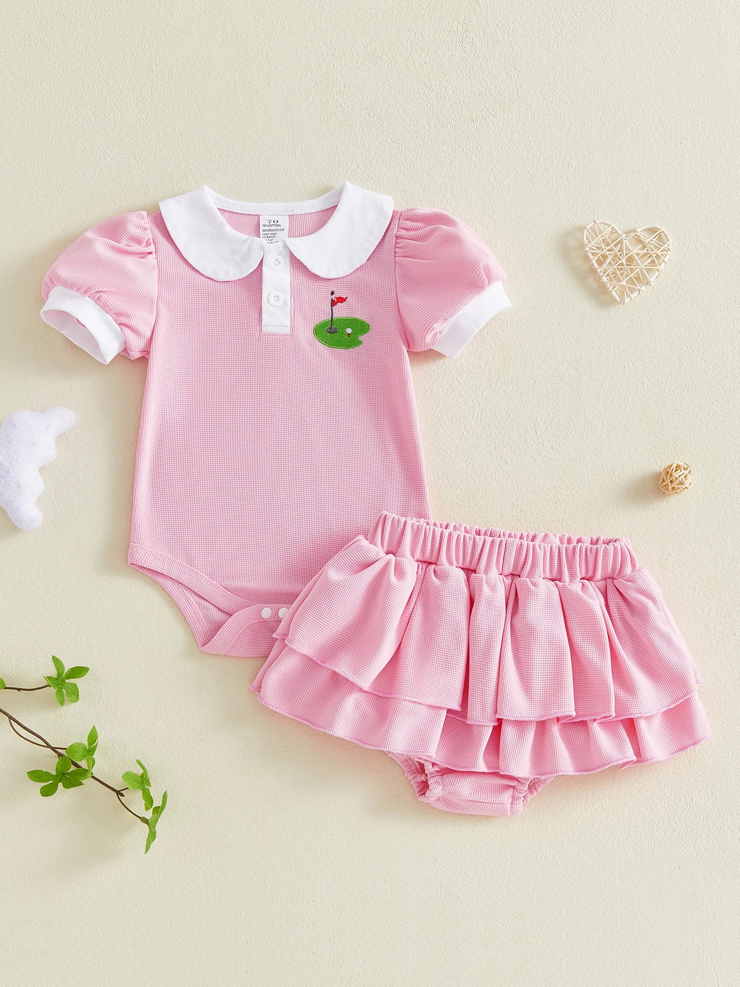 Toddler Girls Floral Ruffle Top & Shorts Set with Bow Headband (3-Piece) — view 2 of toddler sets