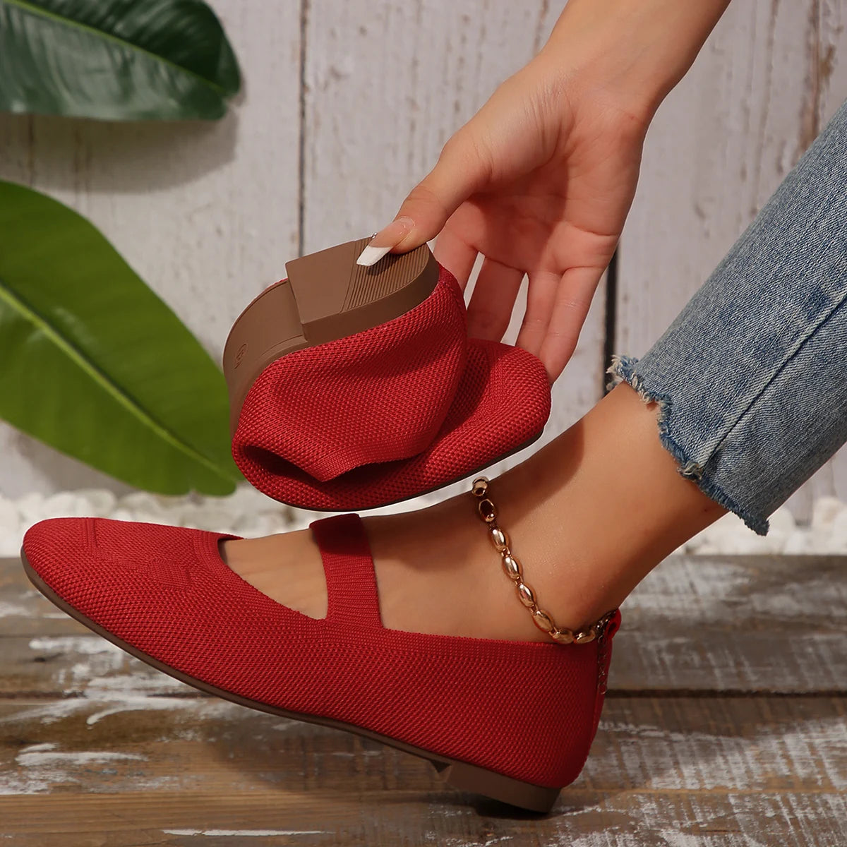 Flats & Ballet — Knit Soft Loafer Flats, Lightweight Breathable Summer Slip-Ons — view 3 of flats & ballet