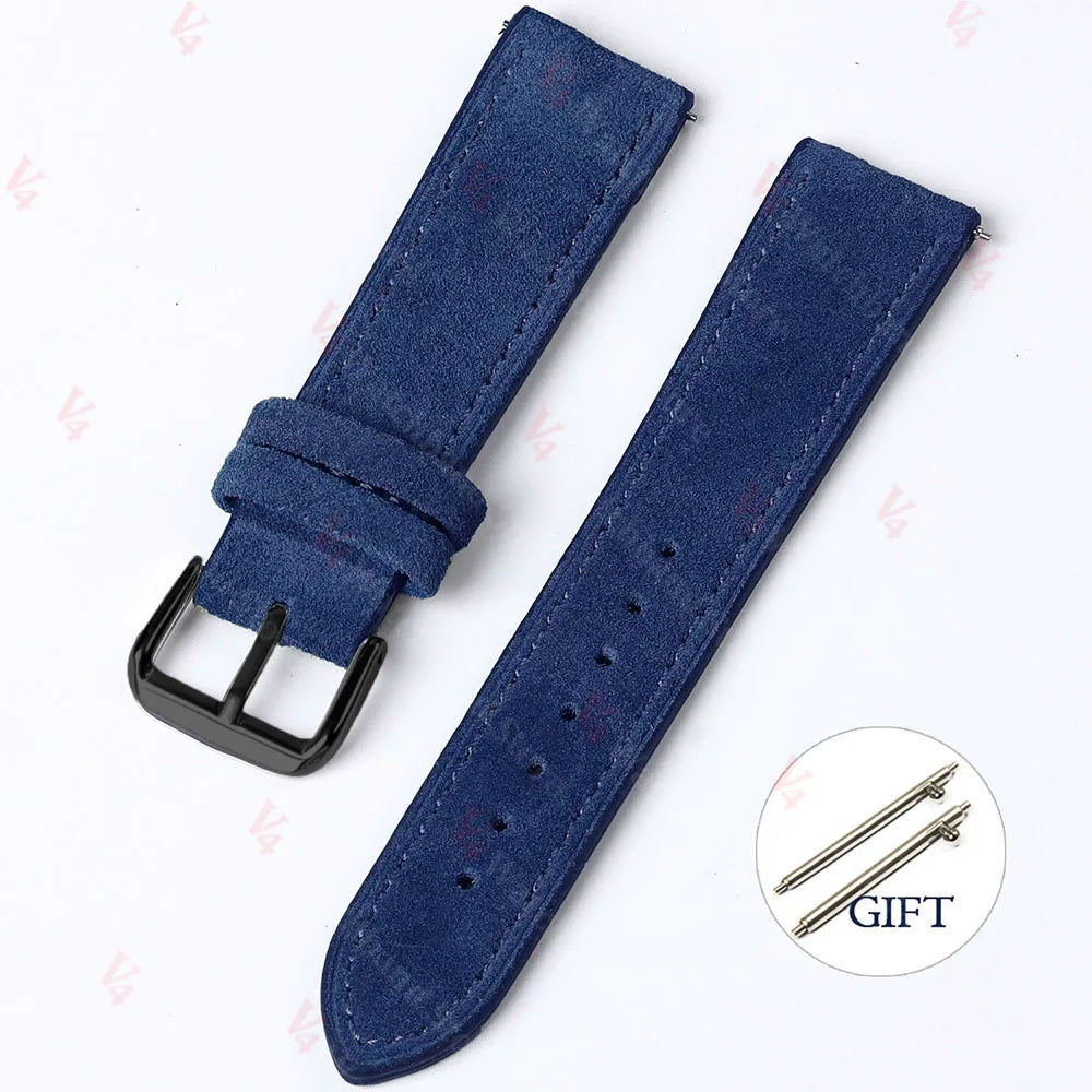 Vintage Suede Cowhide Watch Strap — 18mm 19mm 20mm 22mm Handmade Leather Band — view 14 of watch straps