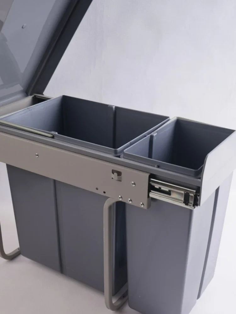 Slide-Out Twin Garbage Bin Cabinet – Easy Access Waste Sorting & Kitchen Storage Solution