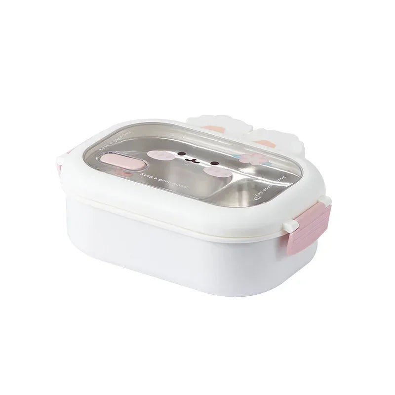 Stainless Steel Lunch Box Rabbit Design Large Capacity Divided Bento Box for Kids Adults — view 8 of food storage