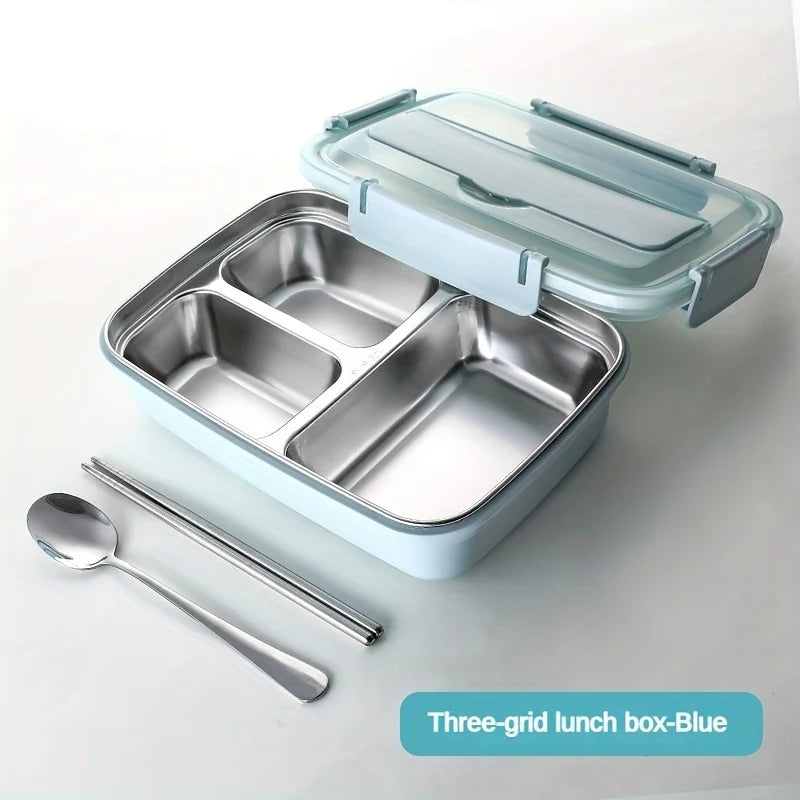 Leak-Proof Stainless Steel Lunch Box 3-4 Compartment Insulated Bento Container for Adults Office Meal Prep — view 6 of food storage