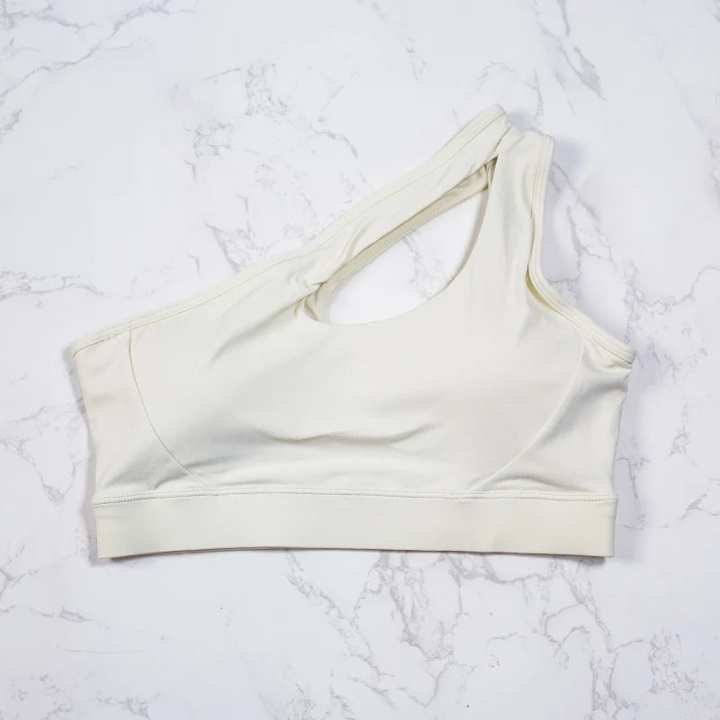 Women’s One-Shoulder Yoga Sports Bra — Fitness Gym Running Workout Top Vest — view 7 of sports bras