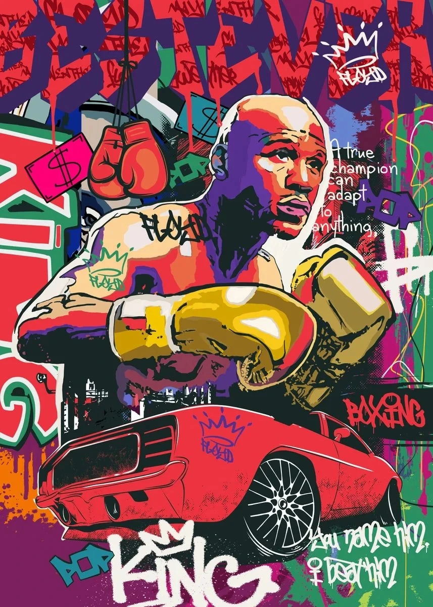 Home Decor Mike Tyson Boxing Graffiti Poster — Pop Canvas Wall Art, Boxer Legend Motivation — view 9 of home decor