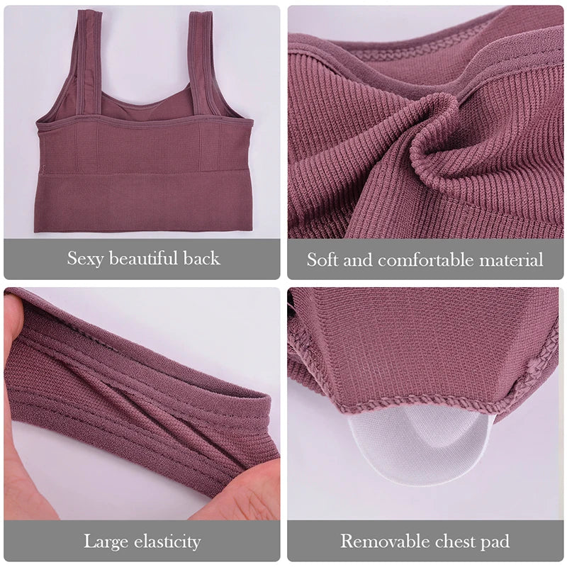Breathable Seamless Sports Bra — Anti-Sweat Shockproof Yoga Workout Crop Top — view 5 of sports bras