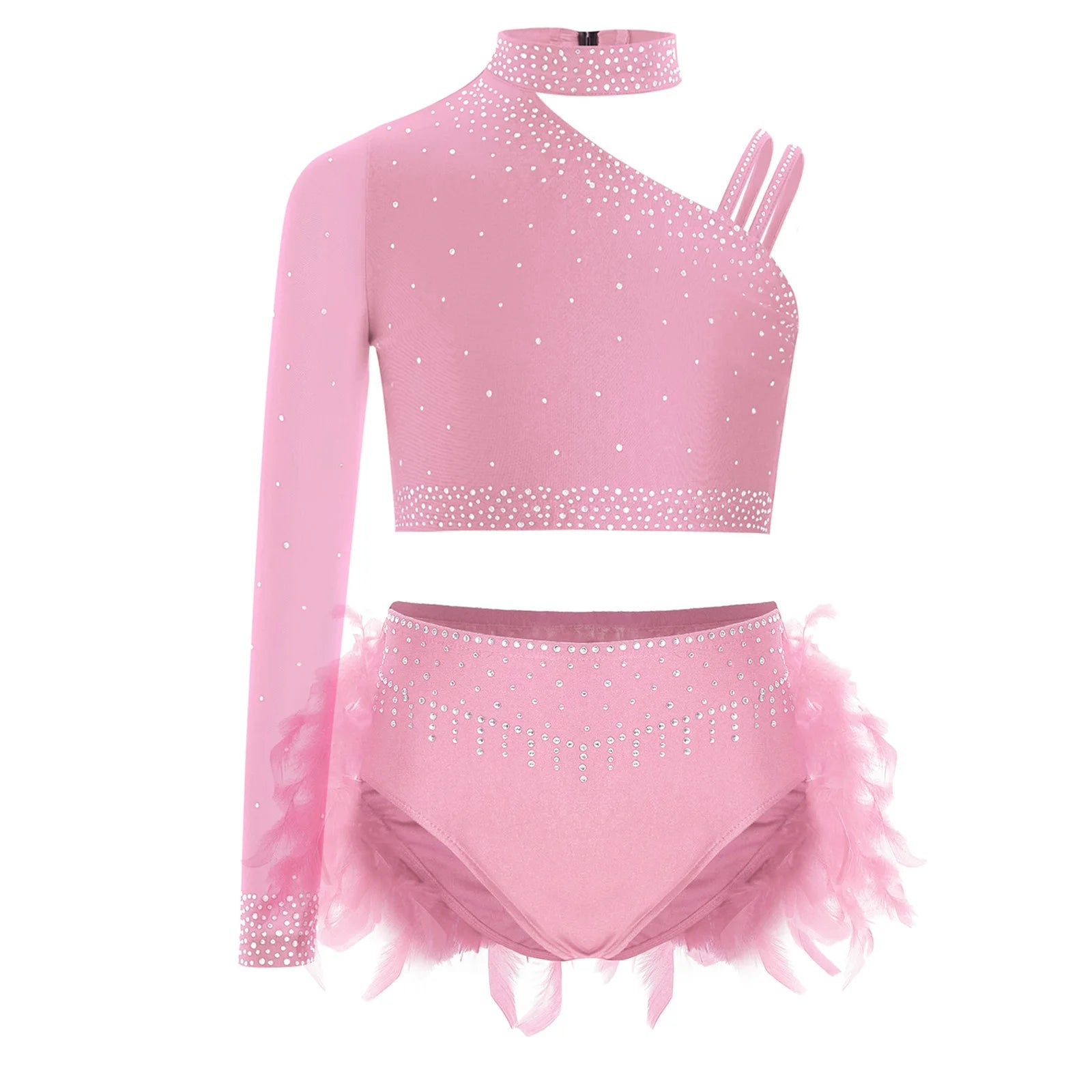 Kids Girls Ballet Dance Set - Rhinestone Top & Skirt Performance Costume — view 11 of dance costumes