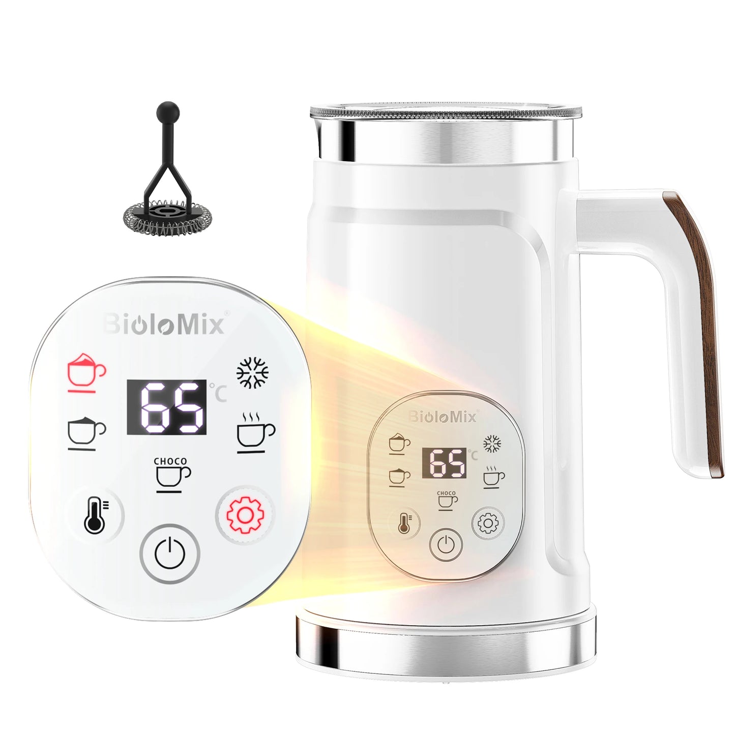 BioloMix 5-in-1 Milk Frother – LED Touchscreen Hot & Cold Foam Maker for Lattes & Coffee — view 8 of beauty & personal care