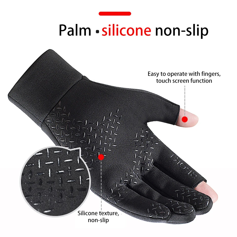 Winter Fishing Gloves Cycling Warm — Anti-Slip Two-Finger Touchscreen Outdoor Angling Gloves — view 6 of gloves