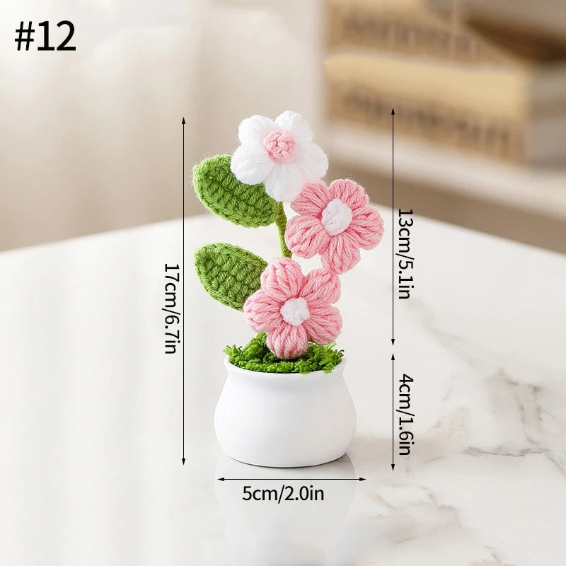 Home Decor Handmade Crochet Potted Plant — Cute Mini Faux Flower for Car, Desk & Office — view 13 of home decor