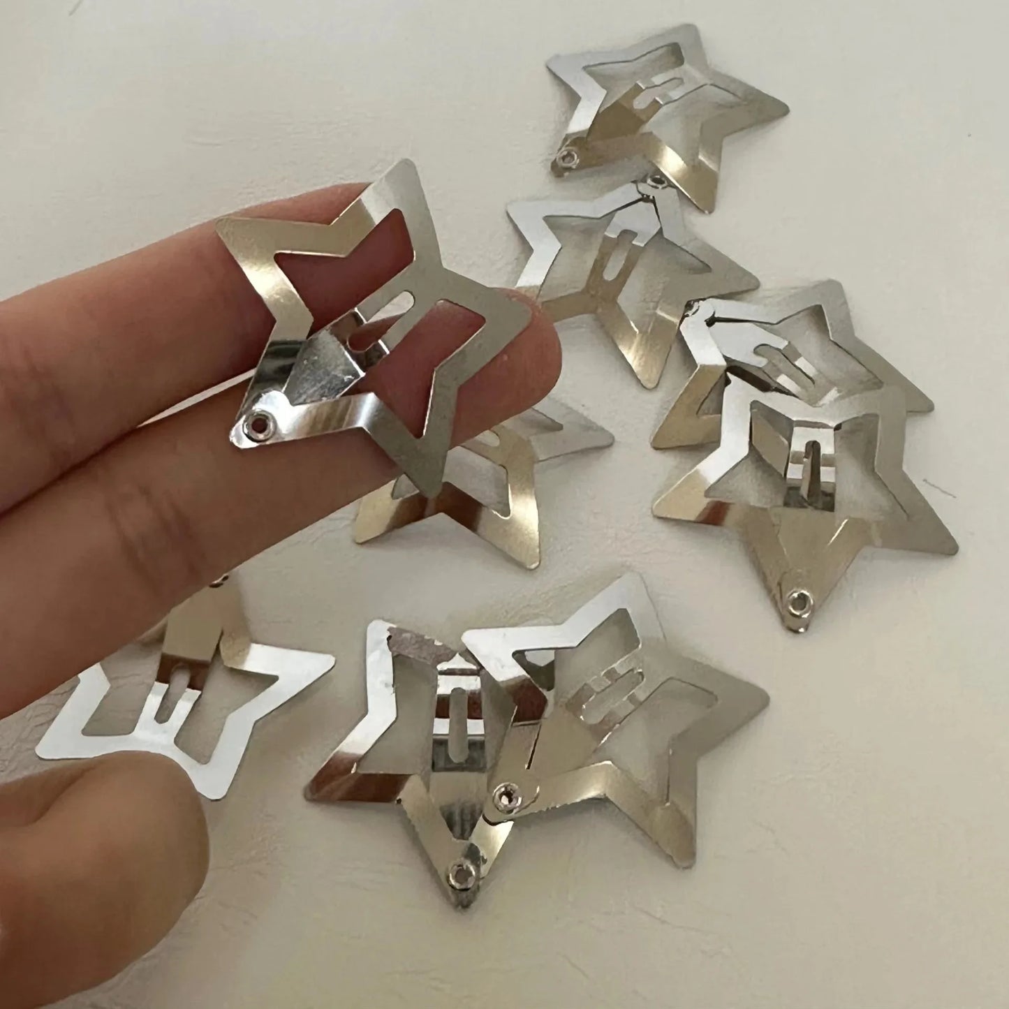 10/25/50/100/200pcs Silver Star Hair Clips for Girl Y2k Filigree Star Metal Snap Clip Hairpins Barrettes Hair Accessories — view 4 of product