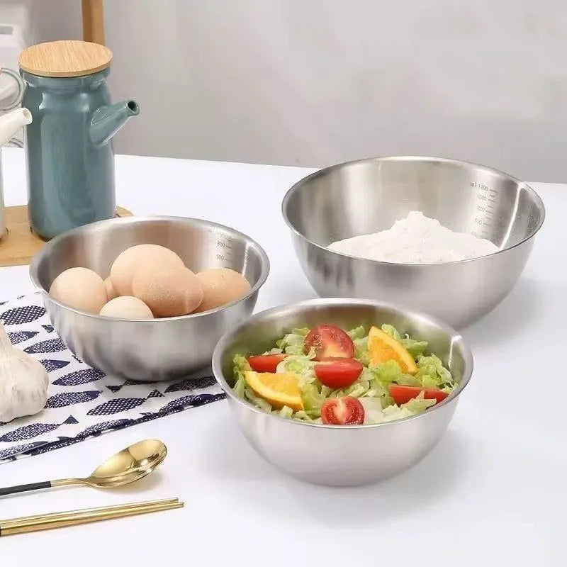 Stainless Steel Mixing Bowl Set with Measuring Scale 3-Piece Cooking Baking Food Prep Bowls — view 4 of food storage
